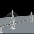 Modern White Cable Stayed Bridge Design Spanning Over Calm Water Surface 3d model