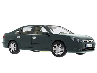 Dark Green Four Door Sedan With Silver Wheels And Light Interior Design 3d model