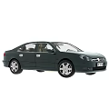 Dark Green Four Door Sedan With Silver Wheels And Light Interior Design
