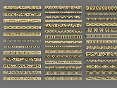 Collection Of Decorative Borders With Intricate Patterns And Ornate Designs 3d model