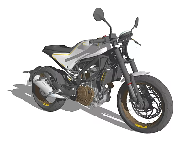 Modern Stylish Motorcycle With Sleek Black Silver Body Yellow Rim Accents And Comfortable Seat 3d model