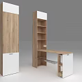 Modern Wooden White Functional Furniture With Shelves Desk And Cabinet