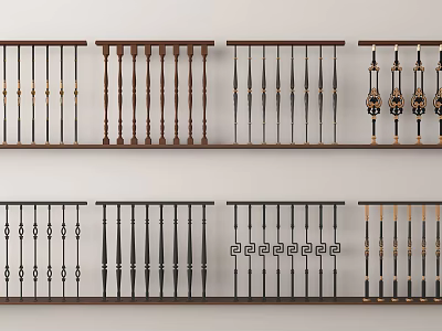 Stylish Railings With Various Decorative Patterns And Different Design Styles 3d model