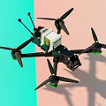 Professional Digital Drone Quadcopter with Black Frame Green Propellers and Components
