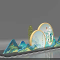Chinese Landscape Photo Check In Spot With Round Frames And Calligraphy Decorations