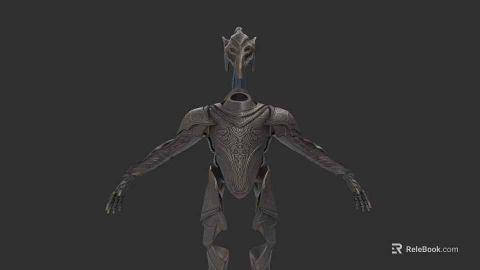 Futuristic Clothing With Intricate Patterns And Unique Structural Design Tech Inspired Dark Gray Outfit 3d model 