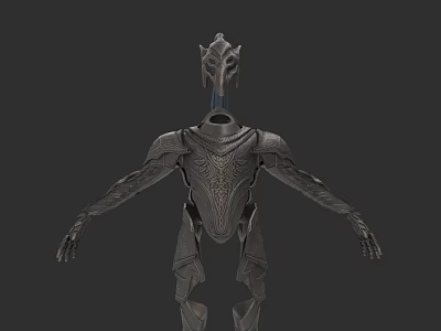Futuristic Clothing With Intricate Patterns And Unique Structural Design Tech Inspired Dark Gray Outfit 3d model