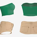 Stylish Green Crop Tops With Best Spring Ever Print And Beige Shorts With Button Detail