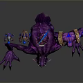 Small Armored Warrior Characters With Large Purple Spider Like Creature And Weapons 3d model