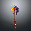 Enchanted Flaming Axe Featuring Purple Blade Brown Handle And Fire Effects