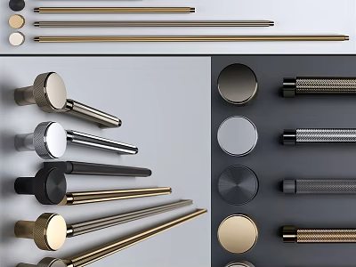 Sleek Modern Cabinet Handles In Brushed Gold Matte Black And Chrome Finishes 3d model