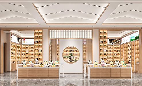 New Chinese Style Tea Shop Tea Cabinet Tea Set Exhibition Hall Tea Room Tea Set Shelf Container Creative Tea Shop Tea Set Shop 3d model