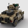 Building Blocks Desert Brown Military Vehicle with Roof Mounted Weapon and Ukrainian Flag