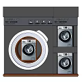 Modern Laundry Room Interior Design With Built in Washing Machines And Cabinets