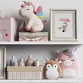 Cute Decorative Ornament Set With Unicorn Bear Deer Rabbit Figurines Frames And Storage Boxes 3d model
