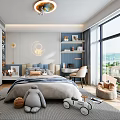 Modern Kids Bedroom Interior With Plush Toy And Car Decor