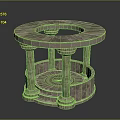 Ornate Stone Circular Pedestal With Columns And Central Hole Design