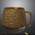 Golden Textured Ceramic Mug For Daily Use With Decorative Surface Design 3d model