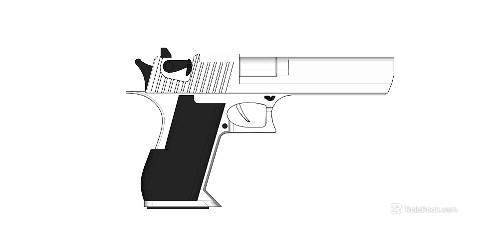 Modern Semi Automatic Pistol With Black Grip Trigger Barrel And Outline Design 3d model 