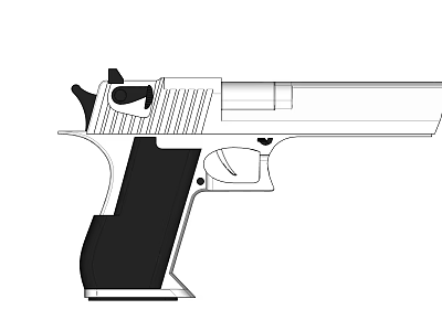 Modern Semi Automatic Pistol With Black Grip Trigger Barrel And Outline Design 3d model