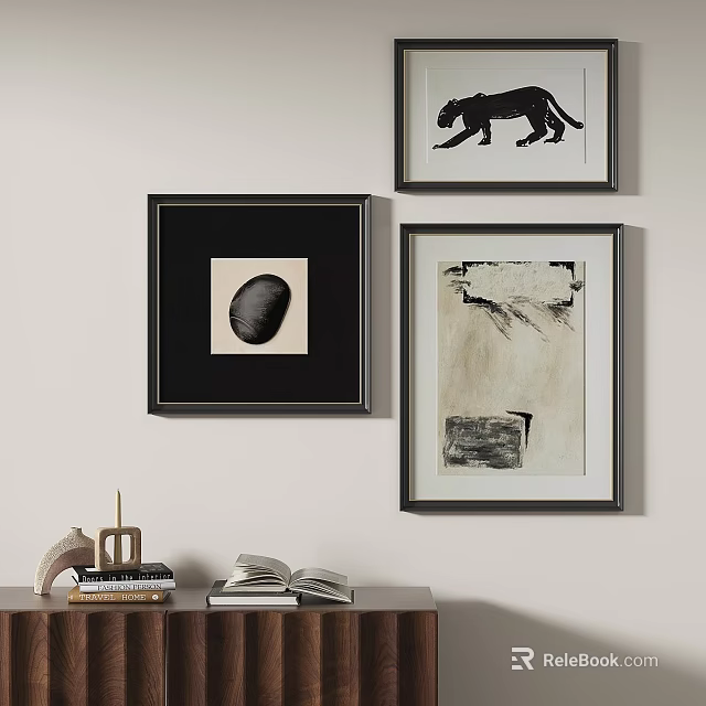 Abstract Paintings Framed Wall Art Decor For Modern Home Interior Living Space 3d model 