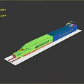 Teal High Speed Train Model on White Tracks with Streamlined Design 3d model