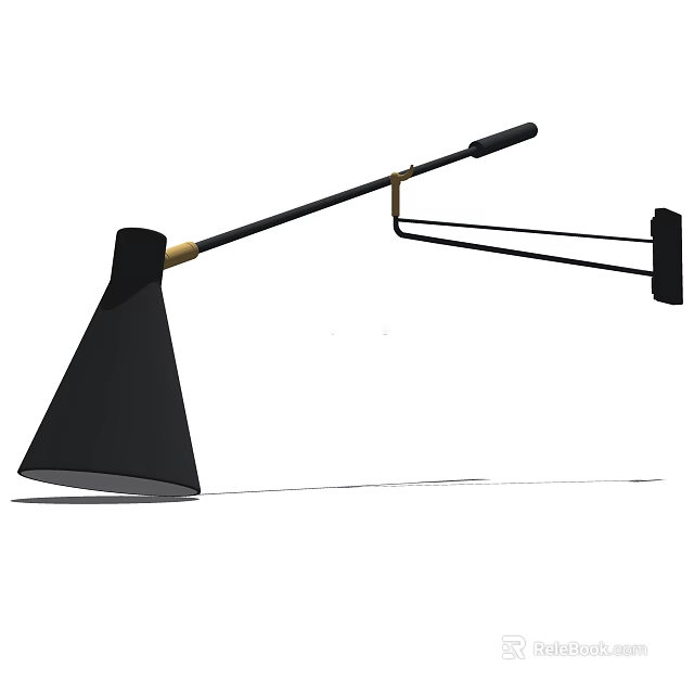 Modern Adjustable Wall Lamp With Black Shade And Metal Arm Design 3d model 
