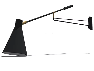 Modern Adjustable Wall Lamp With Black Shade And Metal Arm Design 3d model