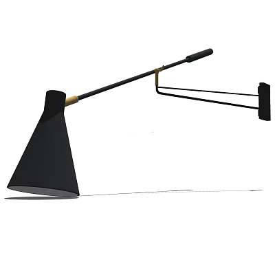 Modern Adjustable Wall Lamp With Black Shade And Metal Arm Design 3d model