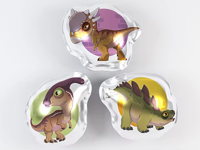 Colorful Inflatable Dinosaur Toys With Light Up Design Three Different Types For Kids Playtime 3d model