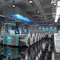 Modern Cyber Cafe With High Speed Computers Comfortable Seats And Futuristic Lighting