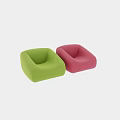 Modern Green Woven Single Sofa with Curved Design and Cozy Seating