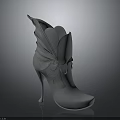 Gray High Heels Featuring Flower Decoration and Wing Design with Stiletto Heel Unique Style