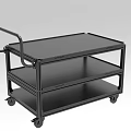 Black Industrial Three Tier Cart With Handle And Rolling Wheels For Equipment Transport