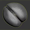 Split Coconut With Textured Surface And Visible Inner Part On Gray Background