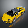 Yellow Luxury Sports Car With Sleek Aerodynamic Body Black Roof And Rear Spoiler