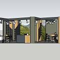 Ritorno Exhibition Booth With Wooden Black Design Wine Rack Vineyard Backdrop Seating And Green Plants