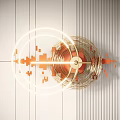 Elegant Modern Gold Circular Wall Decor With Illuminated Geometric Lines And Hanging Structure