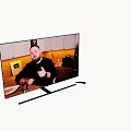 Smart TV Ultra Thin Design With HD Kitchen Scene Display And Metal Stand Front Back View