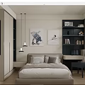 Kids Room Interior Design With Bed Bookshelf Desk Decorative Art And Wardrobe