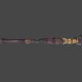 Wolf Head Designed Fantasy Weapon With Wooden Stock Metal Barrel And Golden Accents
