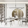 New Chinese Dining Table and Chair Combination Dining Table and Chair 3d model
