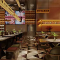 Modern Restaurant Interior With Wine Racks Chandeliers Dining Tables And Warm Lighting