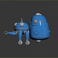 Blue Robot Character Featuring Insect Like Design Large Eyes And Mechanical Legs 3d model