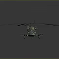 Detailed View Of Military Camouflage Helicopter With Large Rotors On Gray Background