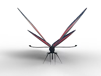 Flying Animal Dragonfly With Red And Blue Wings And Slender Body 3d model