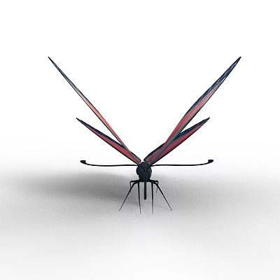 Flying Animal Dragonfly With Red And Blue Wings And Slender Body 3d model