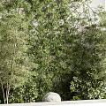 Natural Layered Garden Landscape Design With Vertical Living Wall Bamboo And Stones