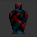 Decorative Blue Red Vase With Cross Patterns As Household Decorative Item