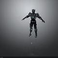 Futuristic Character Wearing Blue Silver Armor With Intricate Design Standing Pose 3d model
